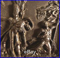 Napoléon 1er, rare tableau bas-relief bronze, époque XIXème, bataille Waterloo