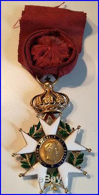 Officier Legion d'honneur or. Ruban dorigine, poinçon tete d'aigle Napoleon III