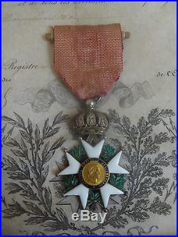Ordre Légion d'Honneur Diplome Napoléon III attribué régiment infanterie marine