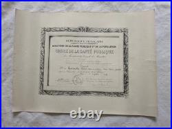 Ordre de la Santé Publique, fait Chevalier R. De Latouche 1949 52 x38 Cm