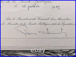 Ordre de la Santé Publique, fait Chevalier R. De Latouche 1949 52 x38 Cm