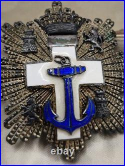 Plaque croix ordre naval mérite blanc. Espagne
