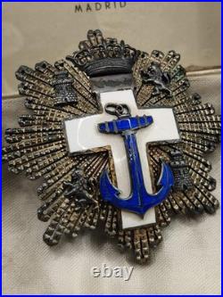 Plaque croix ordre naval mérite blanc. Espagne Plaque croix ordre naval mérite blanc. Espagne