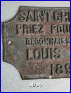 Plaque métallique émaillée vintage commémorative au nom du soldat Louis Noël