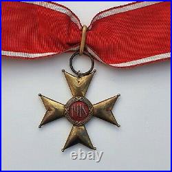 Pologne Ordre de Pologna Restituta, 1918, commandeur en bronze argenté, écrin