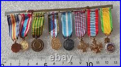 Portee 8 Medailles Miniatures Ancien Combattant Ww2 Indochine Algerie