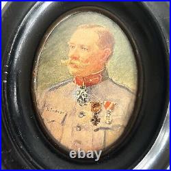 Portrait Miniature du Général Joffre Décoré Grand-Croix Légion d'Honneur 1914