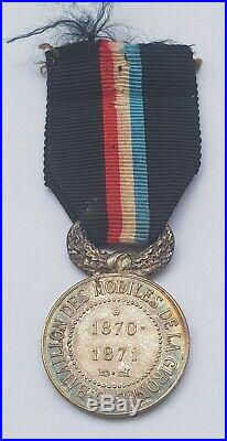 RARE Médaille commémorative du 5° Bataillon des Mobiles de la Gironde en argent