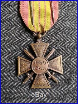 Rare Croix De Guerre 1939-1943 Ww2 France Millesime 1943 Avec Citation