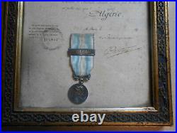 Rare Diplôme Colonial 1899 / Médaille coloniale avec agrafe à clapet ALGERIE