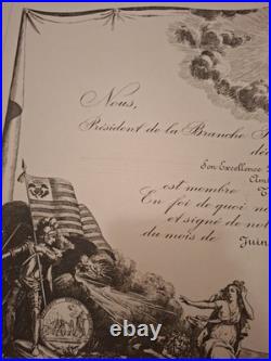 Rare Diplome Medaille Cincinnati US Medal Diploma La Fayette Ordre Decoration