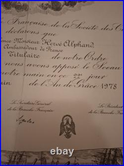 Rare Diplome Medaille Cincinnati US Medal Diploma La Fayette Ordre Decoration