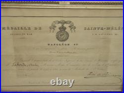 Rare Diplome Medaille Sainte Helene Napoleon Empire Marin Matelot