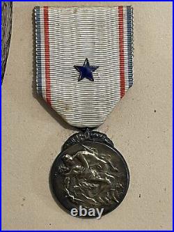 Rare Diplome et médaille en vermeil de la reconnaissance française