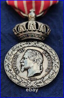 Rare Médaille Campagne D'italie 1859 Cent Gardes Napoleon III Empire Argent