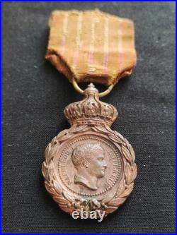 Rare Médaille De Sainte Hélène Patine Cuivrée + Croix Intacte Napoléon Empire