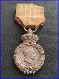 Rare Médaille De Sainte Hélène Patine Cuivrée + Croix Intacte Napoléon Empire