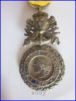 Rare Medaille Militaire 1870 Modele Biface Aux Canons Ou Cuirasse