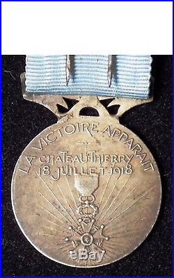 Rare Médaille de Château Thierry côte 204 avec son ruban conforme