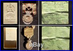 Rare ensemble Médaille de Sainte Hélène + boite + prospectus original TBE