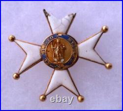 Relique Médaille en or Chevalier Saint Ferdinand Espagne 1823 Vétéran Français