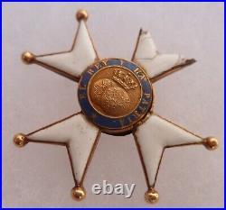 Relique Médaille en or Chevalier Saint Ferdinand Espagne 1823 Vétéran Français