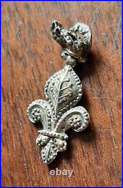 Relique Ordre du Lys 1814 argent Médaille miniature Fleur de Lys Restauration