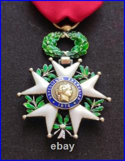 SUPERBE LÉGION D'HONNEUR CHEVALIER ORDONNANCE 1870, 3e RÉPUBLIQUE ARGENT
