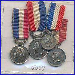 Second Empire Lot 4 médailles Dévouement Napoléon III dont 3 médailles att