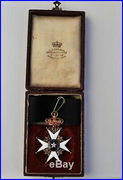 Suede Ordre de l'Etoile Polaire, croix de commandeur en or, dans son écrin