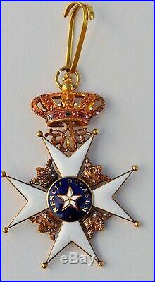 Suede Ordre de l'Etoile Polaire, croix de commandeur en or, dans son écrin