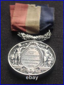 Superbe Médaille Attribuée 1861 Napoléon III Actes Dévouement 2nd Empire Barre