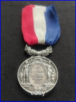 Superbe Médaille Attribuée 1864 Napoléon III Actes Dévouement 2nd Empire Barre