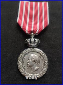 Superbe +rare Médaille Campagne D'italie 1859 Cent Gardes Napoléon Empire Argent