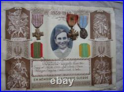 TABLEAU MEDAILLE 1er RTM / 9ème DIC 1944-1945 DOUBS ALSACE ALLEMAGNE EO TONKIN