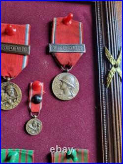 Tableau De Medailles Militaires Ancien, Legion D'honneur, Verdun, WW1, 1870