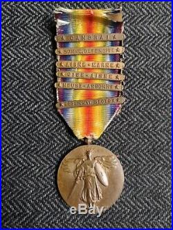 USA Médaille Interalliée 1914-1918 6 Agrafes Wwi Us Victory Medal 6 Bars