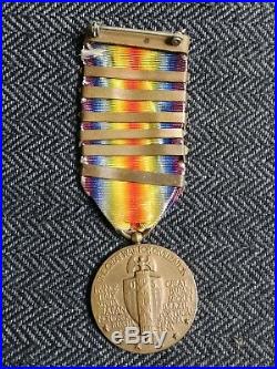 USA Médaille Interalliée 1914-1918 6 Agrafes Wwi Us Victory Medal 6 Bars