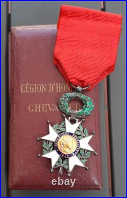 WW1 1914 Médaille 1870 Chevalier Légion d'Honneur en boite cuir ORIGINAL MEDAL