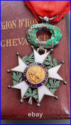 WW1 1914 Médaille 1870 Chevalier Légion d'Honneur en boite cuir ORIGINAL MEDAL