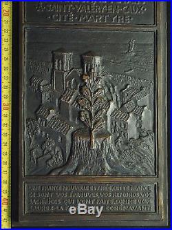 WW2 PLAQUE BRONZE HENRI DROPSY LE MARECHAL PETAIN A St VALERY EN CAUX 42,5cm