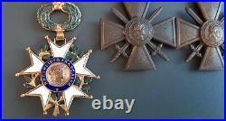 WW2 Placard Médailles Officier LH CROIX GUERRE 1939 FFL France Libre ORIGINAL